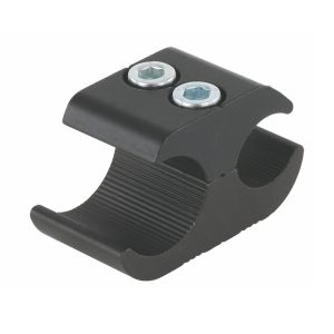 MOUNTING CLAMP, COMPL. WITH 2 M6 UNBRACO BOLTS - FOR BRAKE FOR FITTING ON FRAME, BLACK ANOD ALU.,FOR d19 OR d20MM TUBE